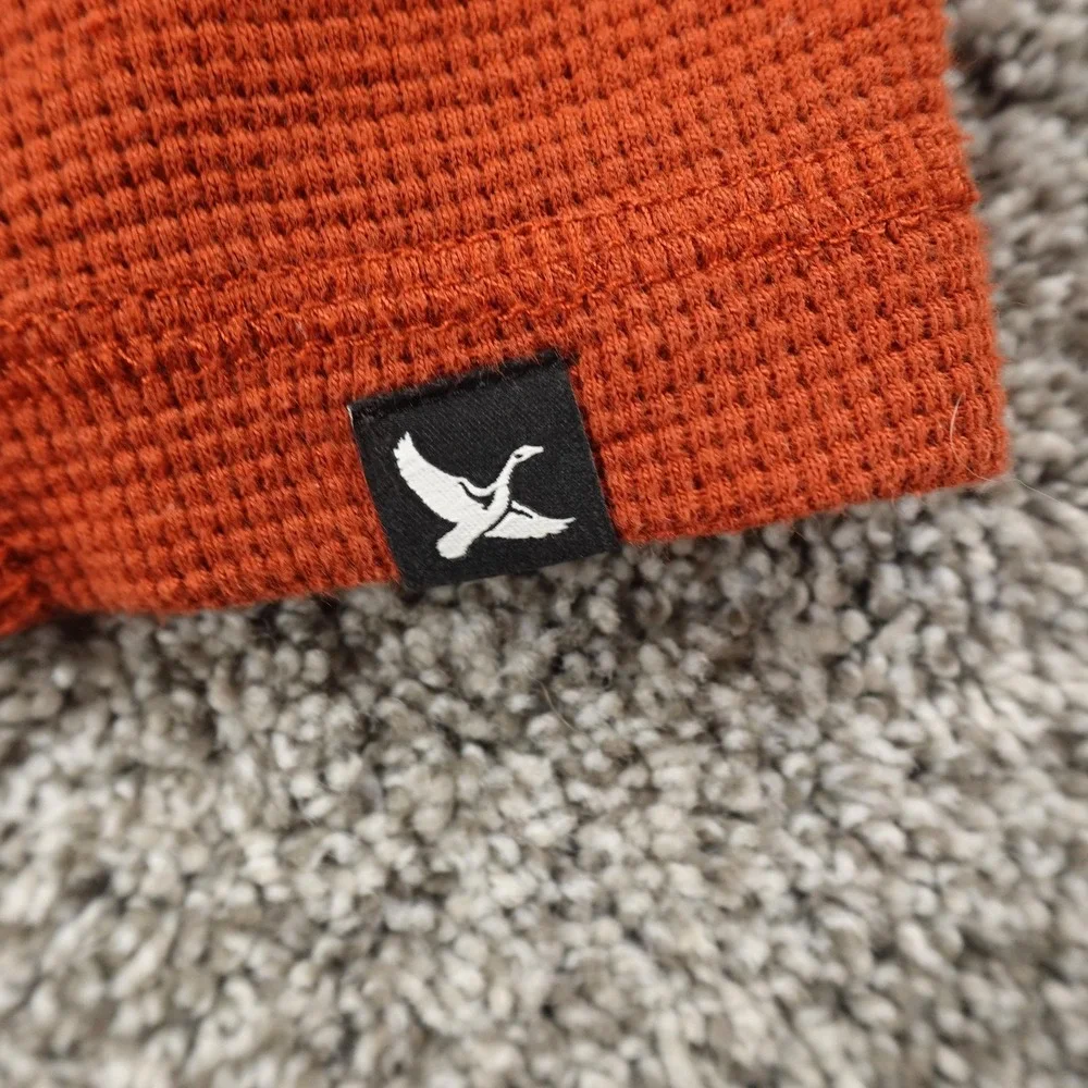 Eddie Bauer Sweater Mens L Orange Waffle Knit Thermal Crewneck Pullover Hiking‎ - Picture 4 of 11